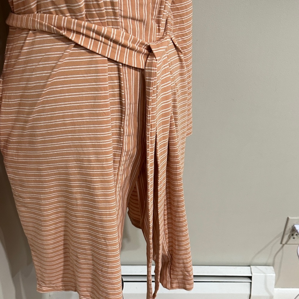 *HAVEN WELL WITHIN* Striped Peach x White Wrap Organic Cotton Robe Size Small - Picture 8 of 12